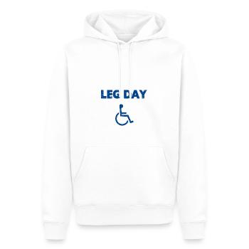 Leg day musculation - Sweat à capuche Premium bio Homme - blanc - Devant - Nico (187cm)