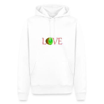 Chers amis, famille, partenaire, bonheur, plaisir, vie - Sweat à capuche Premium bio Homme - blanc - Devant - Nico (187cm)