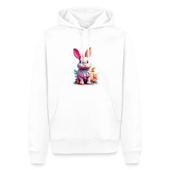 Hase Bunny V1 24 04 - Männer Premium Bio Hoodie - Weiß - Vorne - Nico (187cm)