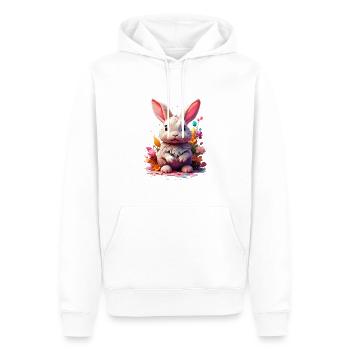 Hase Bunny V1 24 02 - Männer Premium Bio Hoodie - Weiß - Vorne - Nico (187cm)