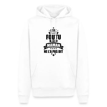 c'est jamais foutu tant que maman ne l'a pas dit - Sweat à capuche Premium bio Homme - blanc - Devant - Nico (187cm)