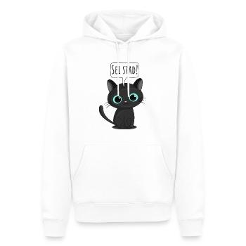 Sei stad! - Männer Premium Bio Hoodie - Weiß - Vorne - Nico (187cm)