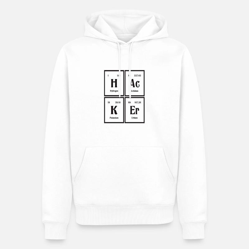 | hacker Tableau périodique des éléments - Sweat à capuche Premium bio Homme - blanc