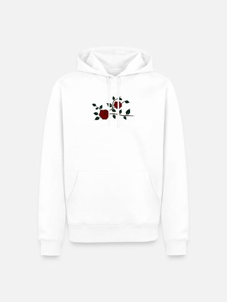 Rosenzweig mit Blüten - Männer Premium Bio Hoodie - Weiß