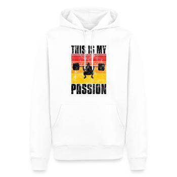 C’est ma passion Musculation Bodybuilder GYM - Sweat à capuche Premium bio Homme - blanc - Devant - Nico (187cm)