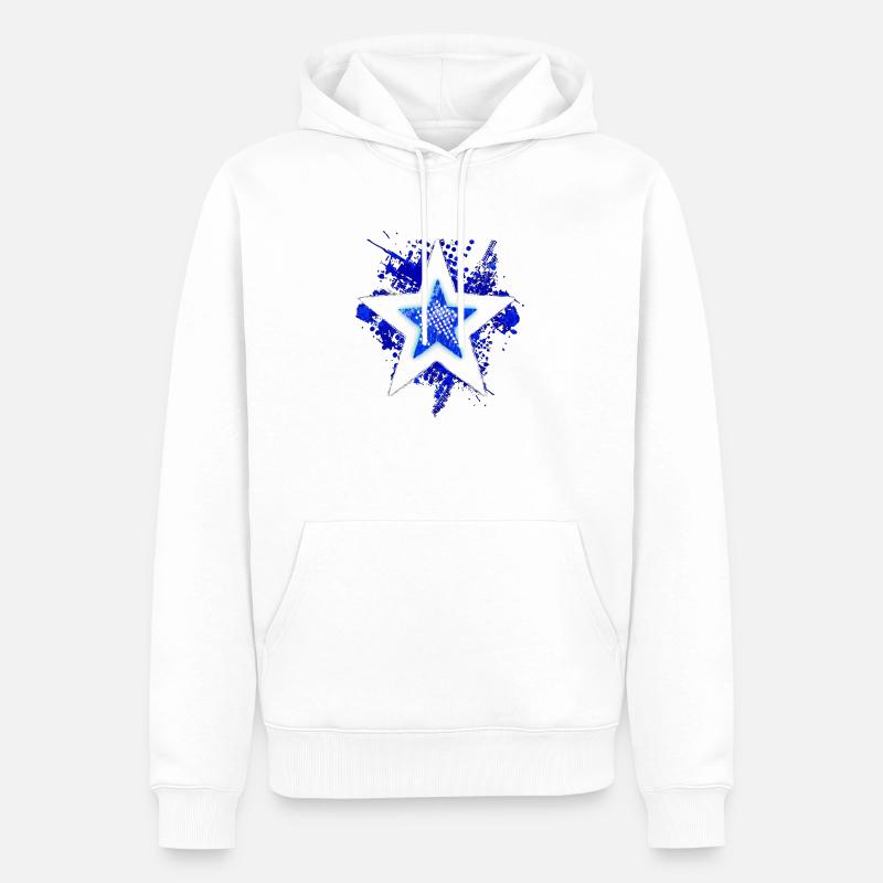conception de Star (Bleu Arctique) - Sweat à capuche Premium bio Homme - blanc
