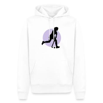 hockey_woman_b_2c - Sweat à capuche Premium bio Homme - blanc - Devant - Nico (187cm)