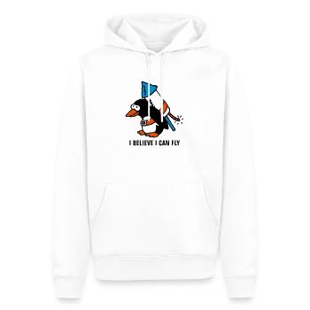 rocket_pinguin_white_b_3c - Männer Premium Bio Hoodie - Weiß - Vorne - Nico (187cm)