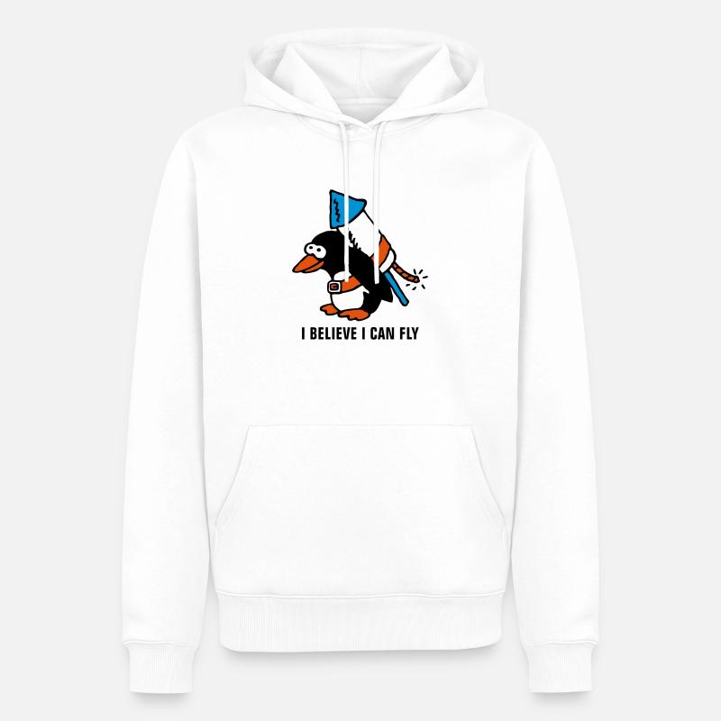 rocket_pinguin_white_b_3c - Sweat à capuche Premium bio Homme - blanc