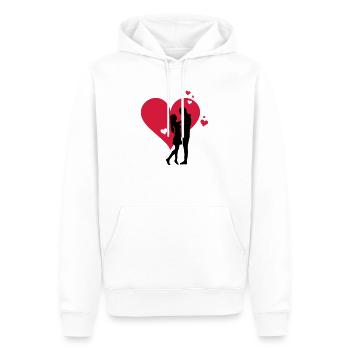 Liebe - Paar Herz - Männer Premium Bio Hoodie - Weiß - Vorne - Nico (187cm)