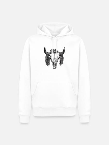 Skull Tattoo II - Men’s Premium Organic Hoodie - white
