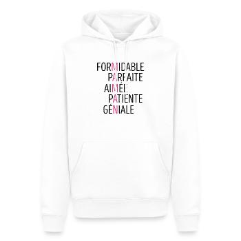 Maman Formidable Parfaite Aimée Patiente Géniale - Sweat à capuche Premium bio Homme - blanc - Devant - Nico (187cm)