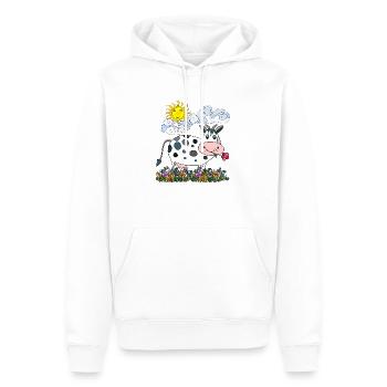 Vache - Sweat à capuche Premium bio Homme - blanc - Devant - Nico (187cm)