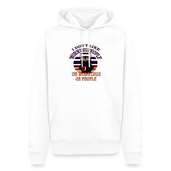 Morgenmuffel Kaffee Katze Motiv - Männer Premium Bio Hoodie - Weiß - Vorne - Nico (187cm)
