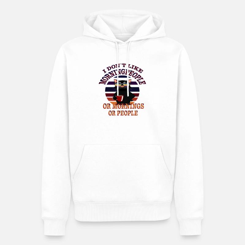 Morgenmuffel Kaffee Katze Motiv - Männer Premium Bio Hoodie - Weiß