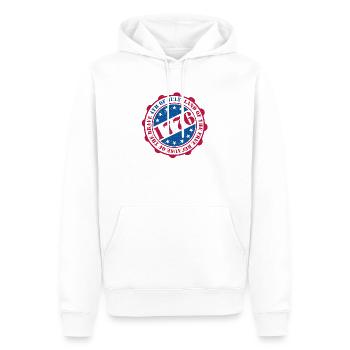4th of July Stamp - Men’s Premium Organic Hoodie - white - Front - Nico (187cm)