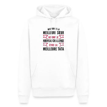 je vais etre tata / future tata - Sweat à capuche Premium bio Homme - blanc - Devant - Nico (187cm)