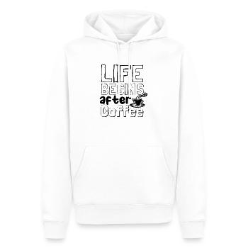 Life begins after coffee - Männer Premium Bio Hoodie - Weiß - Vorne - Nico (187cm)