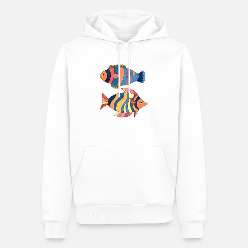 Poissons - Sweat à capuche Premium bio Homme - blanc