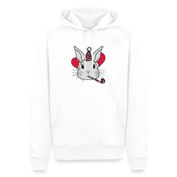 Anniversaire Enfant Lapin Tröte Party Hat - Sweat à capuche Premium bio Homme - blanc - Devant - Nico (187cm)