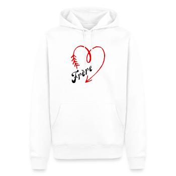 frère cœur - Sweat à capuche Premium bio Homme - blanc - Devant - Nico (187cm)