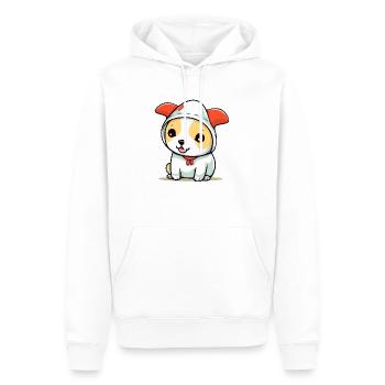 Milko le chien heureux - Sweat à capuche Premium bio Homme - blanc - Devant - Nico (187cm)