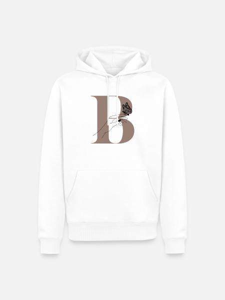 lettre b papillon magique - Sweat à capuche Premium bio Homme - blanc
