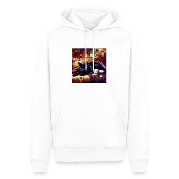 Cat Knitted Throw Comfort - Men’s Premium Organic Hoodie - white - Front - Nico (187cm)