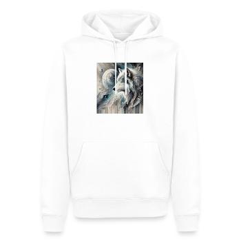Abstract Wolf - Men’s Premium Organic Hoodie - white - Front - Nico (187cm)