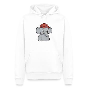 Éléphant avec bonnet rouge – Cute Street Style - Sweat à capuche Premium bio Homme - blanc - Devant - Nico (187cm)