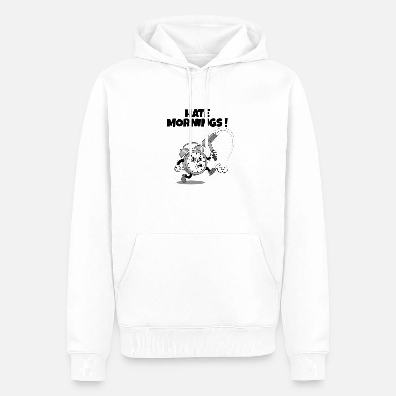Hate Mornings - Sweat à capuche Premium bio Homme - blanc