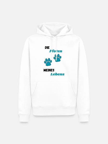 Die Pfoten meines Lebens - Männer Premium Bio Hoodie - Weiß
