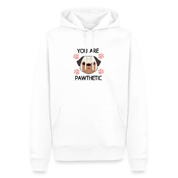 You are Pawthetic : Drôle de jeu de mots pathétique pour chien carlin - Sweat à capuche Premium bio Homme - blanc - Devant - Nico (187cm)