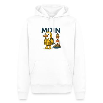 Moin Möwe Leuchtturm - Männer Premium Bio Hoodie - Weiß - Vorne - Nico (187cm)