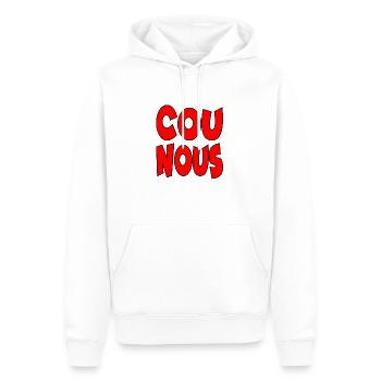 COUCOU C'ESTNOUS (2ème partie, pensez à la 1ère) - Sweat à capuche Premium bio Homme - blanc - Devant - Nico (187cm)