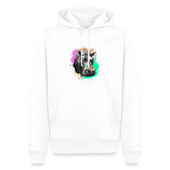 Nilpferd, Graffiti, Malerei,bunt, farbkleckse - Männer Premium Bio Hoodie - Weiß - Vorne - Nico (187cm)