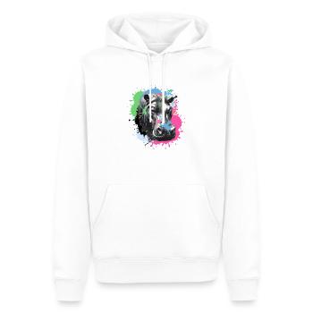 Nilpferd, Graffiti, Malerei,bunt, farbkleckse - Männer Premium Bio Hoodie - Weiß - Vorne - Nico (187cm)