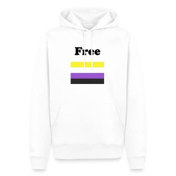 Nicht-binäre Flaggenfrei - Männer Premium Bio Hoodie - Weiß - Vorne - Nico (187cm)