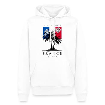 Biarritz France Palmiers Drapeau Voyage Souvenir - Sweat à capuche Premium bio Homme - blanc - Devant - Nico (187cm)