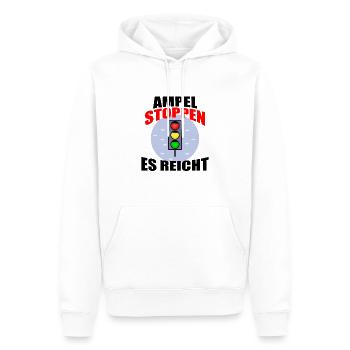 Ampel Regierung Scholz Baerbock Habeck Grüne SPD - Männer Premium Bio Hoodie - Weiß - Vorne - Nico (187cm)