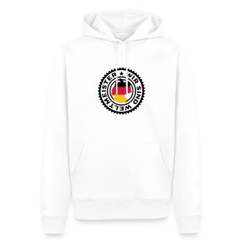 Wir sind Weltmeister (Deutschland) - Männer Premium Bio Hoodie - Weiß - Vorne - Nico (187cm)