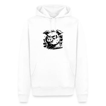 da guckt das Schwein - Männer Premium Bio Hoodie - Weiß - Vorne - Nico (187cm)