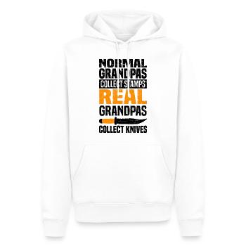 Collecteur de couteaux - Sweat à capuche Premium bio Homme - blanc - Devant - Nico (187cm)
