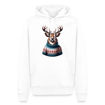 Rentier Mann - Männer Premium Bio Hoodie - Weiß - Vorne - Nico (187cm)
