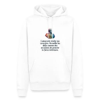 T-shirts Stoïcisme : L'inspiration à portée de soi - Sweat à capuche Premium bio Homme - blanc - Devant - Nico (187cm)