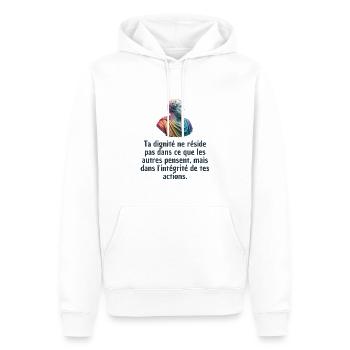 T-shirts Stoïcisme : L'inspiration à portée de soi - Sweat à capuche Premium bio Homme - blanc - Devant - Nico (187cm)