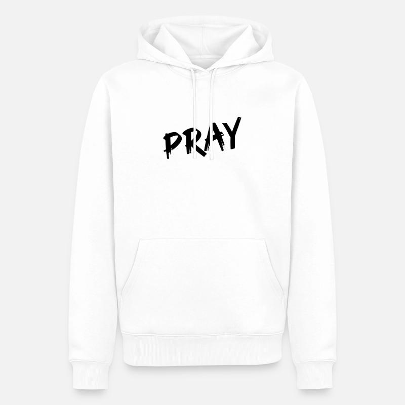 PRAY - Jesus Christus - Männer Premium Bio Hoodie - Weiß