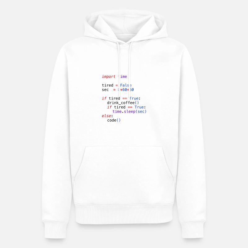 Python Code - Funny If Statement - Men’s Premium Organic Hoodie - white