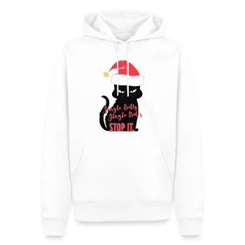 Cat Jingle bells Stop it xmas santa hat Katze - Men’s Premium Organic Hoodie - white - Front - Nico (187cm)