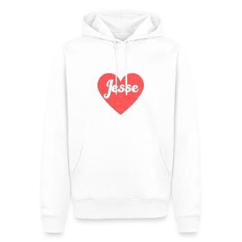 Jesse Nom Coeur Rouge Amour Fan Rétro - Sweat à capuche Premium bio Homme - blanc - Devant - Nico (187cm)